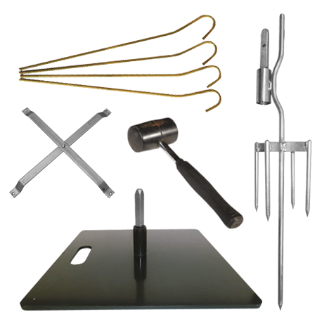Picture of tool accessories for pop-up banners on a white backdrop