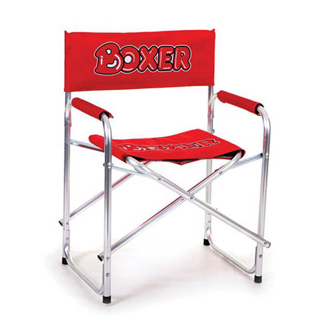 Red branded pop-up directors chair