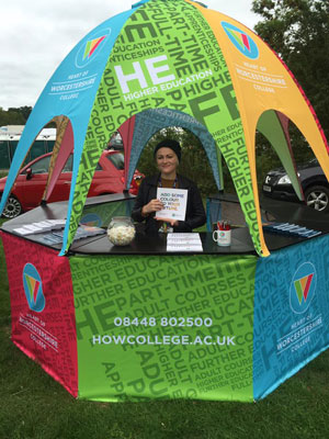 Worcestershire College branded pop-up kiosk